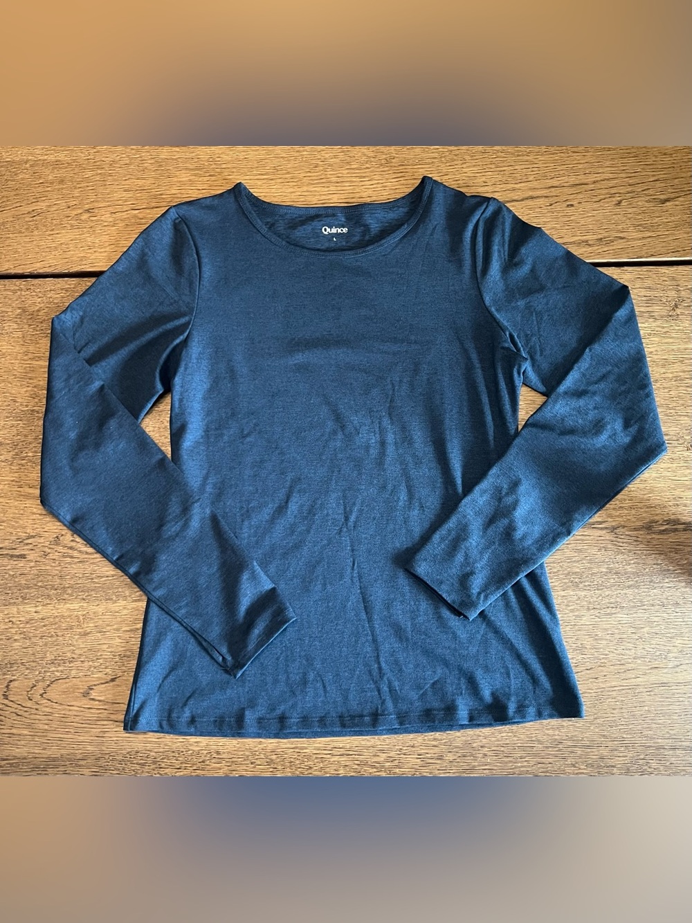 Quince Ultra Soft Fitted Long Sleeve Top Black Women’s Large Crew Neck Stretch